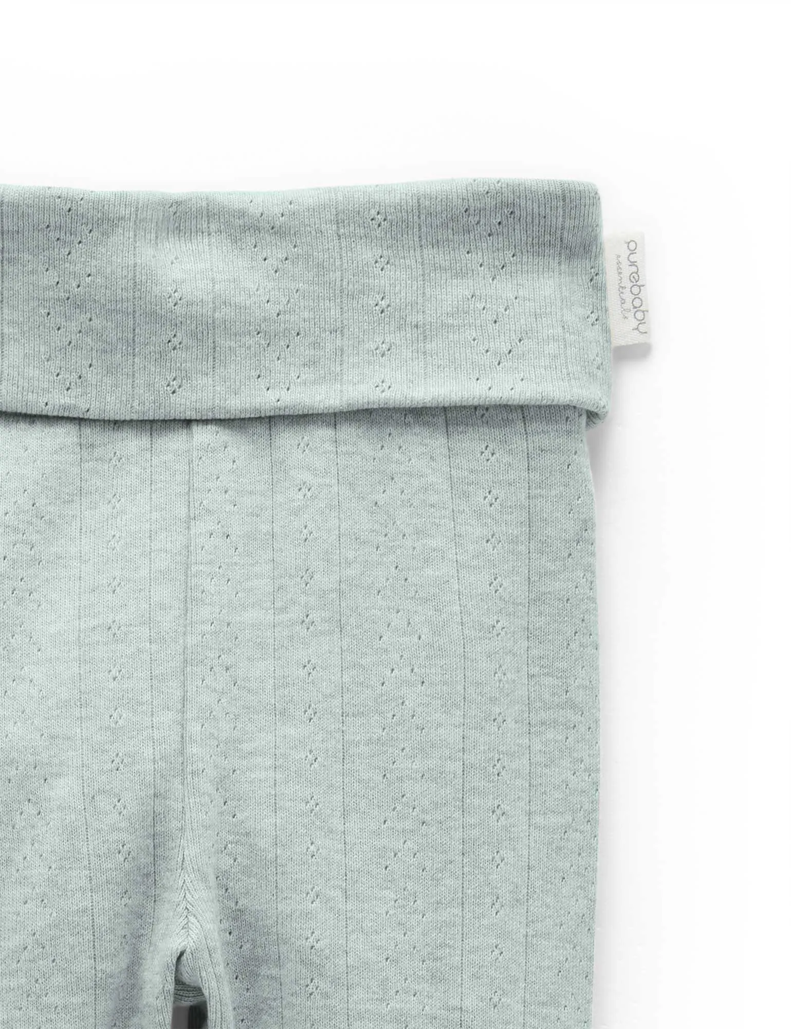 Purebaby Pointelle Footed Leggings - Fern Melange
