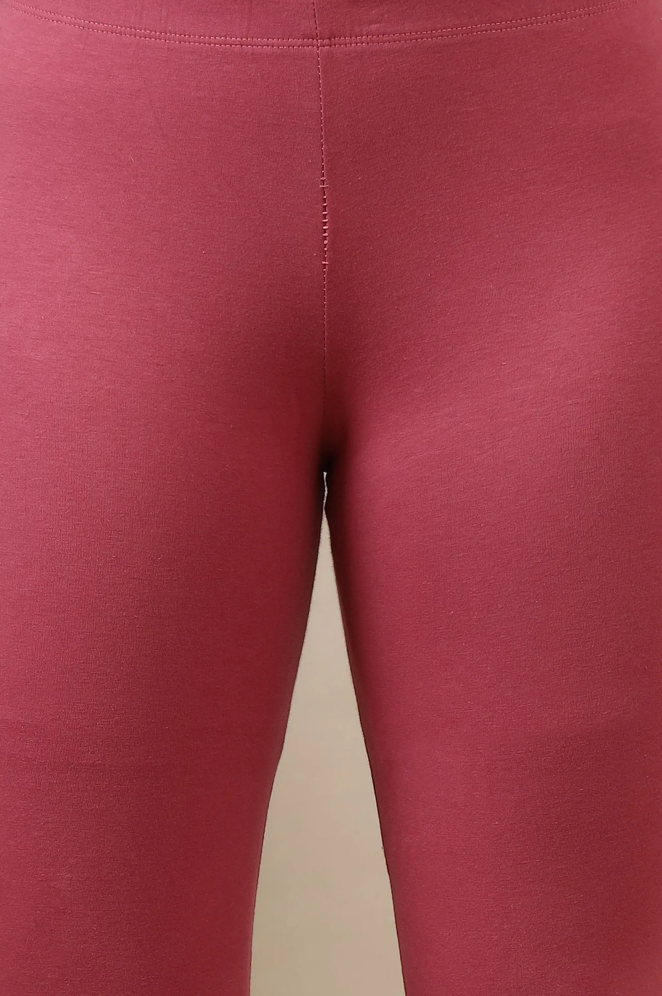 Purple Cotton Lycra Ankle Length Leggings