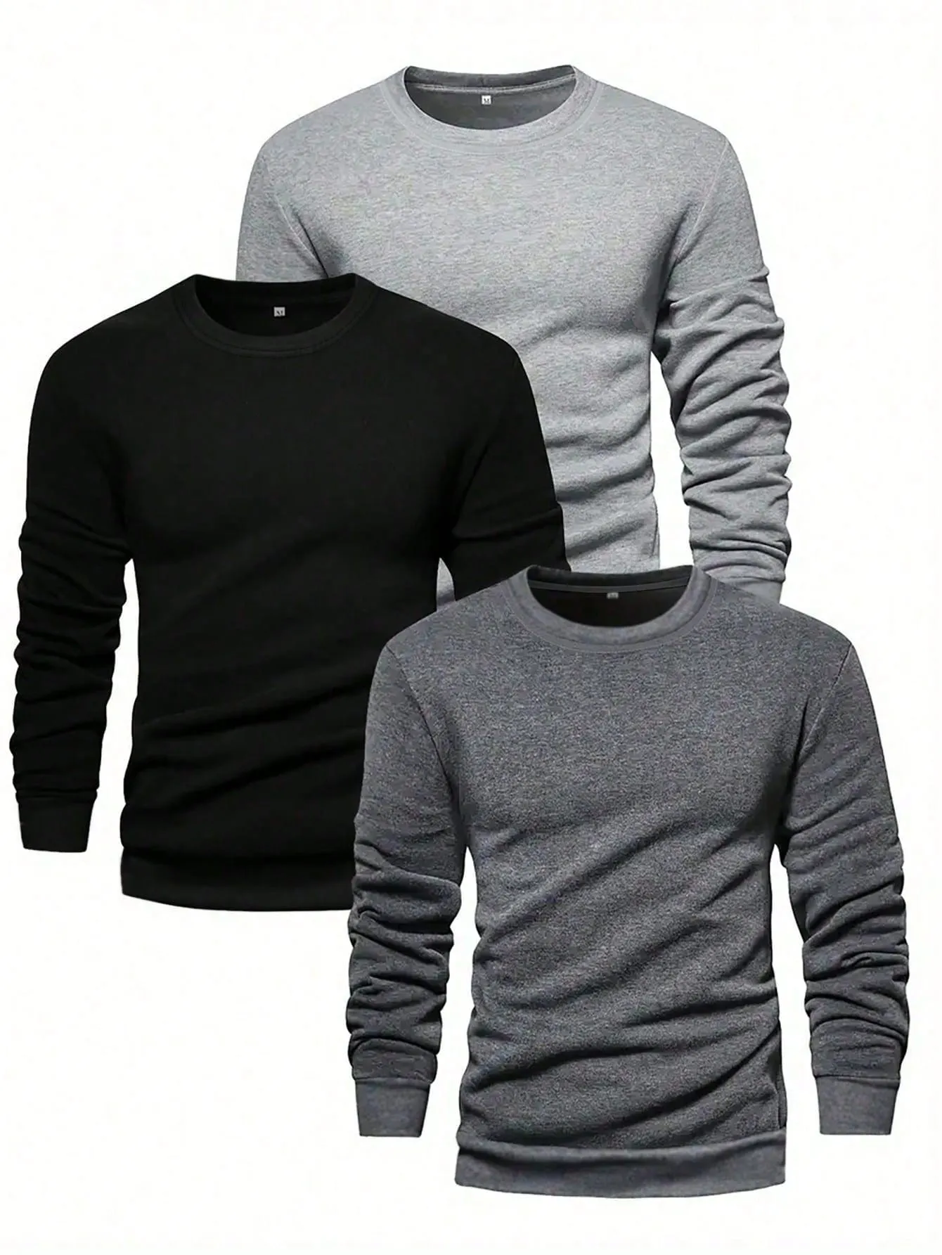 QA Basics Men's 3pcs Round Neck Long Sleeve Sweatshirt