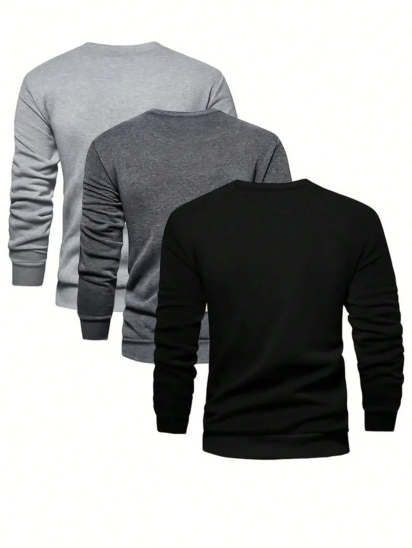 QA Basics Men's 3pcs Round Neck Long Sleeve Sweatshirt