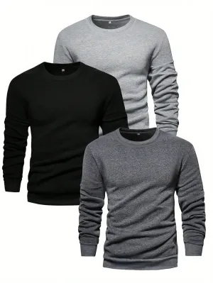 QA Basics Men's 3pcs Round Neck Long Sleeve Sweatshirt