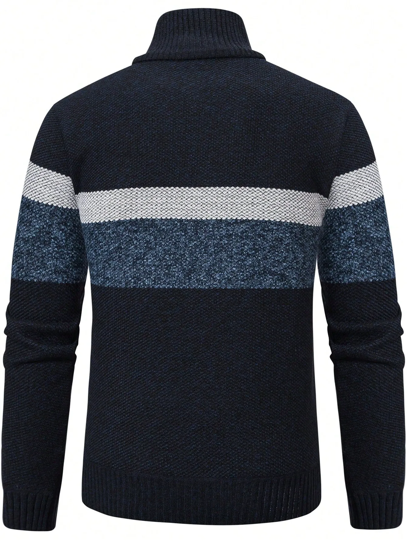 QA Homme Men Color Block Quarter Zip Thermal Lined Sweater