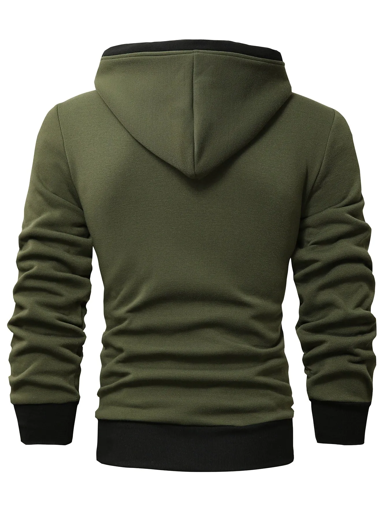QA Homme Men Patched Detail Kangaroo Pocket Drawstring Hoodie