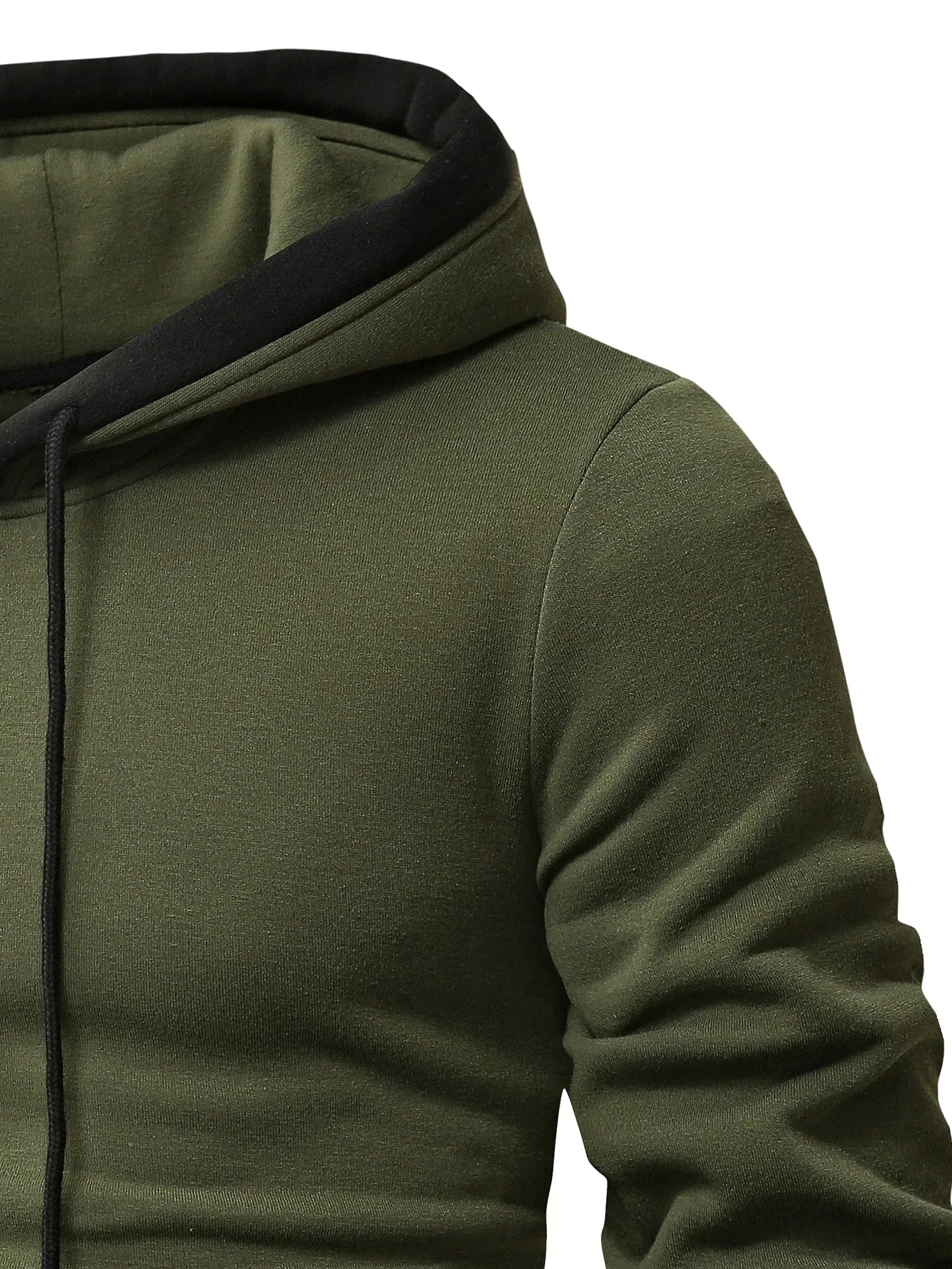 QA Homme Men Patched Detail Kangaroo Pocket Drawstring Hoodie