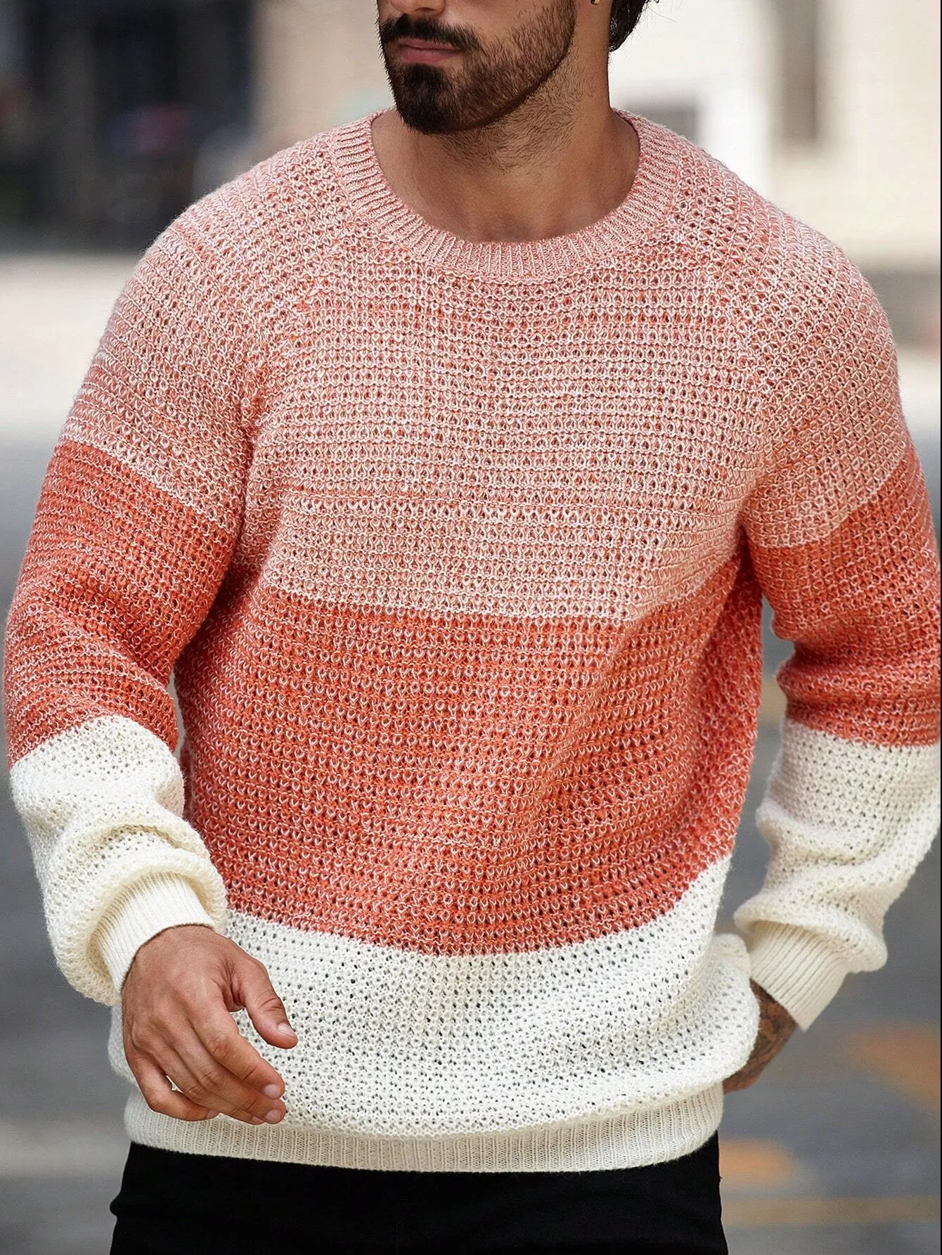 QA Homme Men's Color-Block Sweater