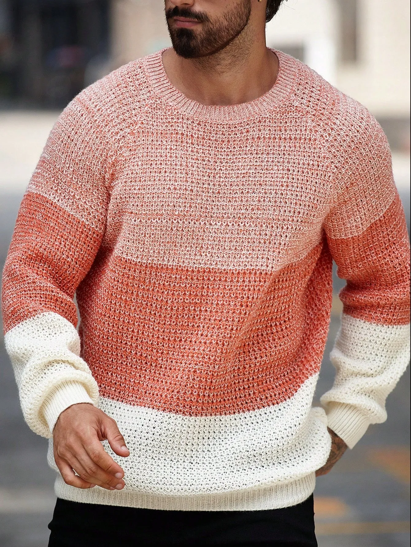 QA Homme Men's Color-Block Sweater