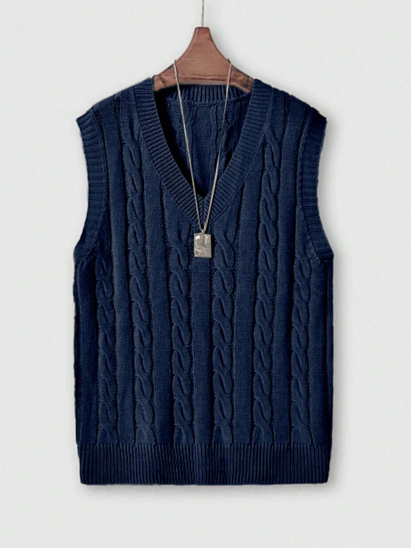 QA Men's Casual Solid Color Knit Sweater Vest, Spring/Autumn