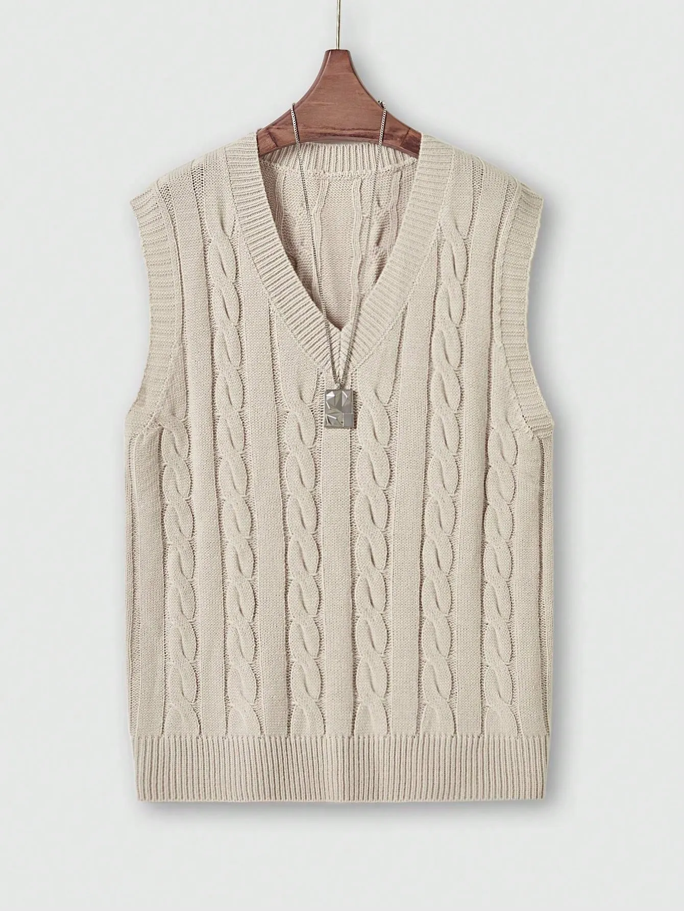 QA Men's Casual Solid Color Knit Sweater Vest, Spring/Autumn