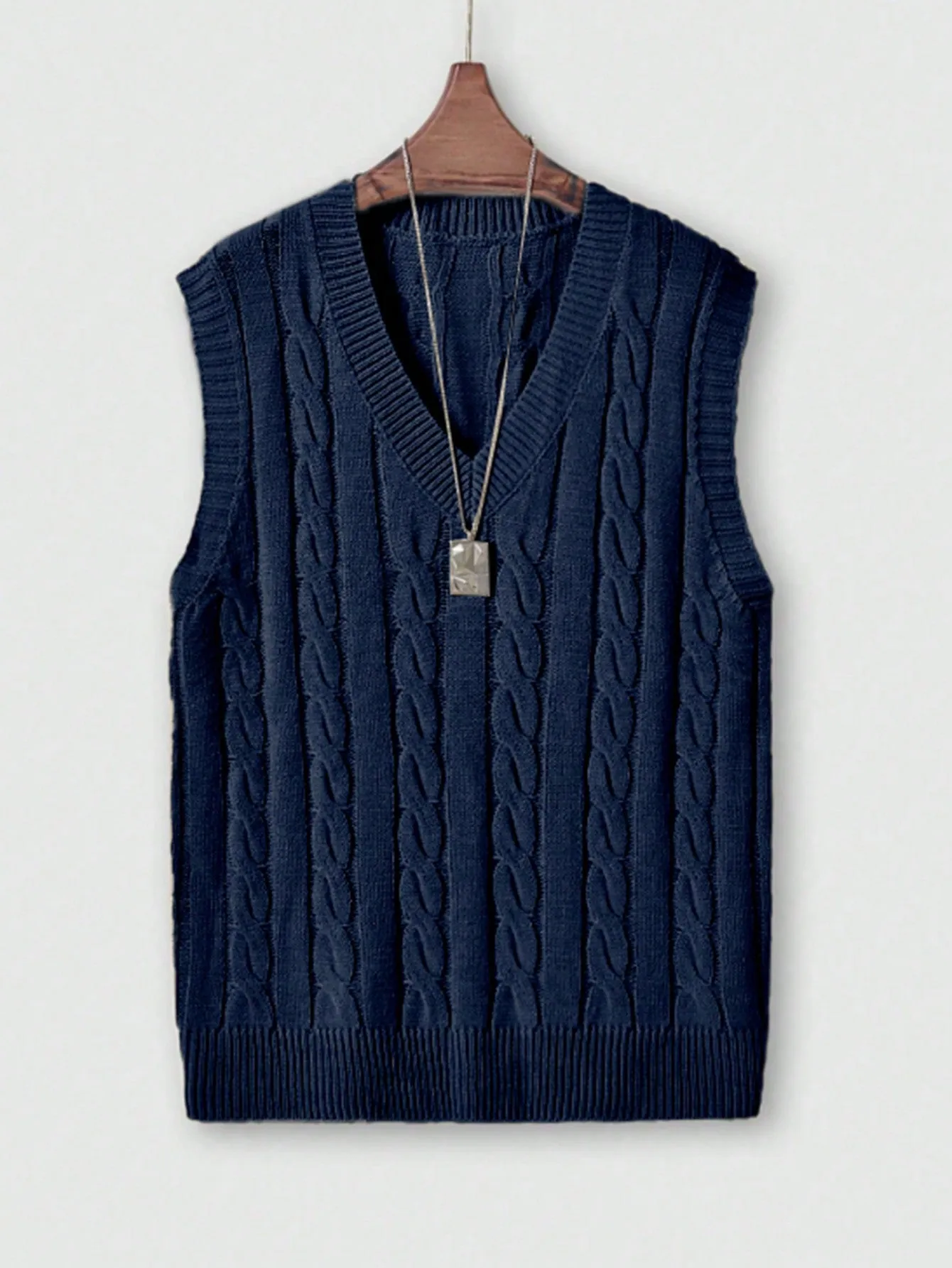 QA Men's Casual Solid Color Knit Sweater Vest, Spring/Autumn