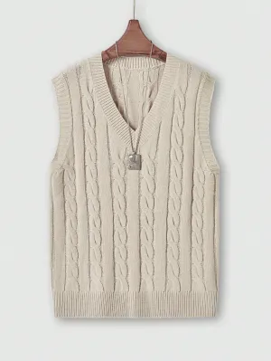 QA Men's Casual Solid Color Knit Sweater Vest, Spring/Autumn