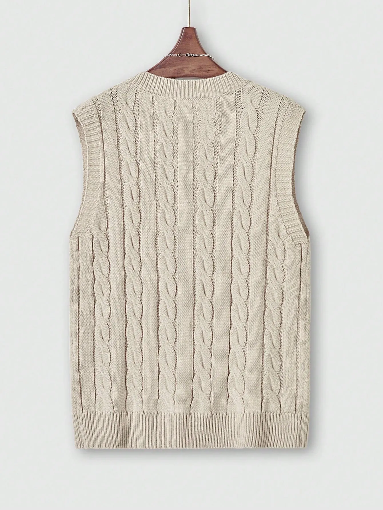 QA Men's Casual Solid Color Knit Sweater Vest, Spring/Autumn