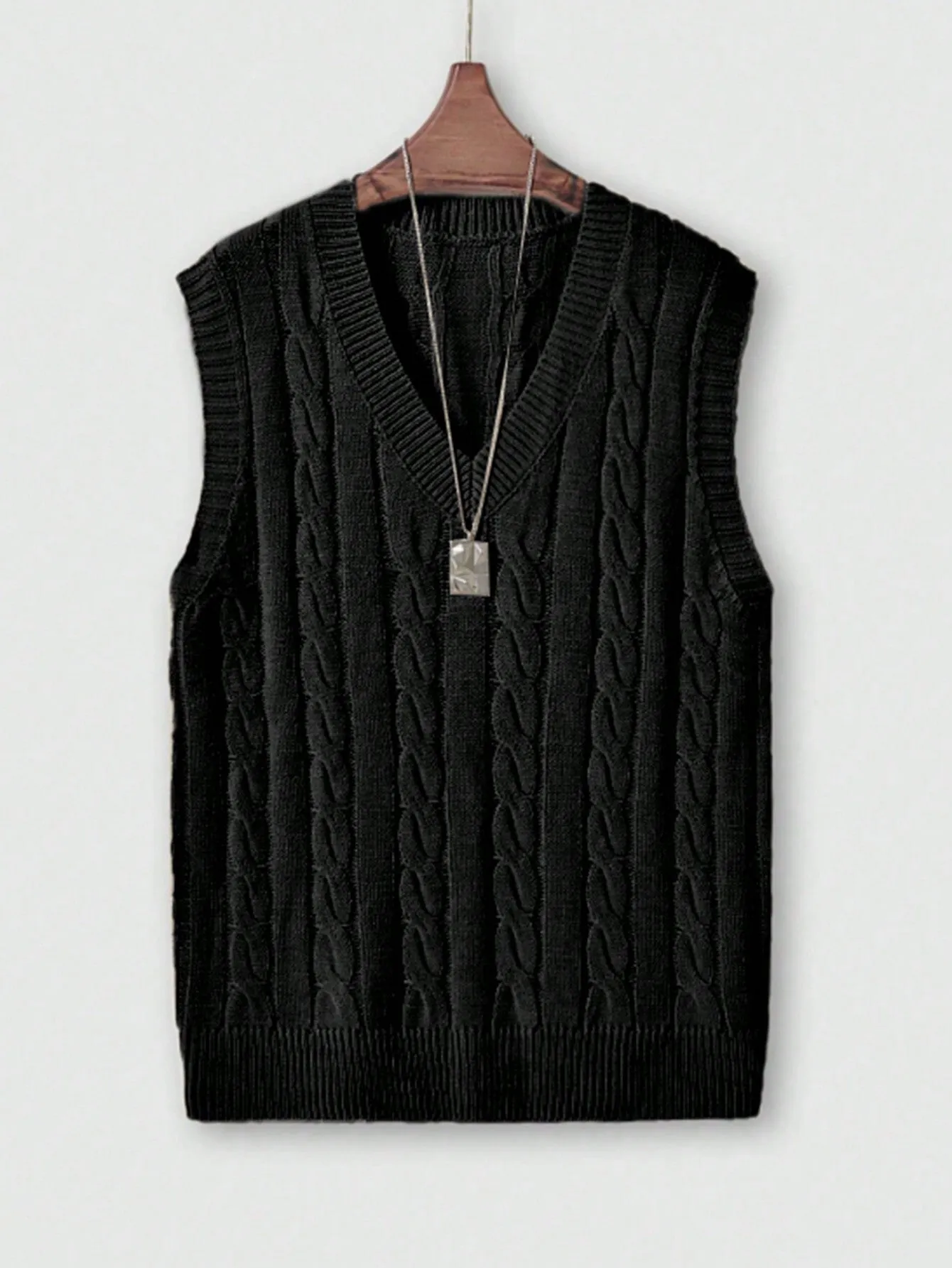 QA Men's Casual Solid Color Knit Sweater Vest, Spring/Autumn