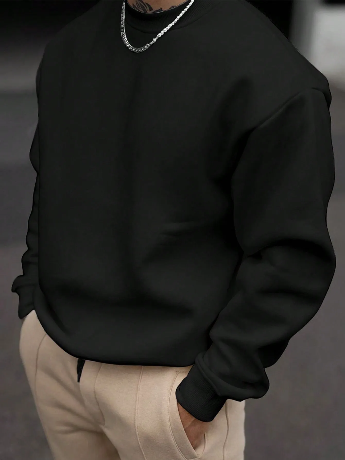 QA Men's Solid Color Sweatshirt