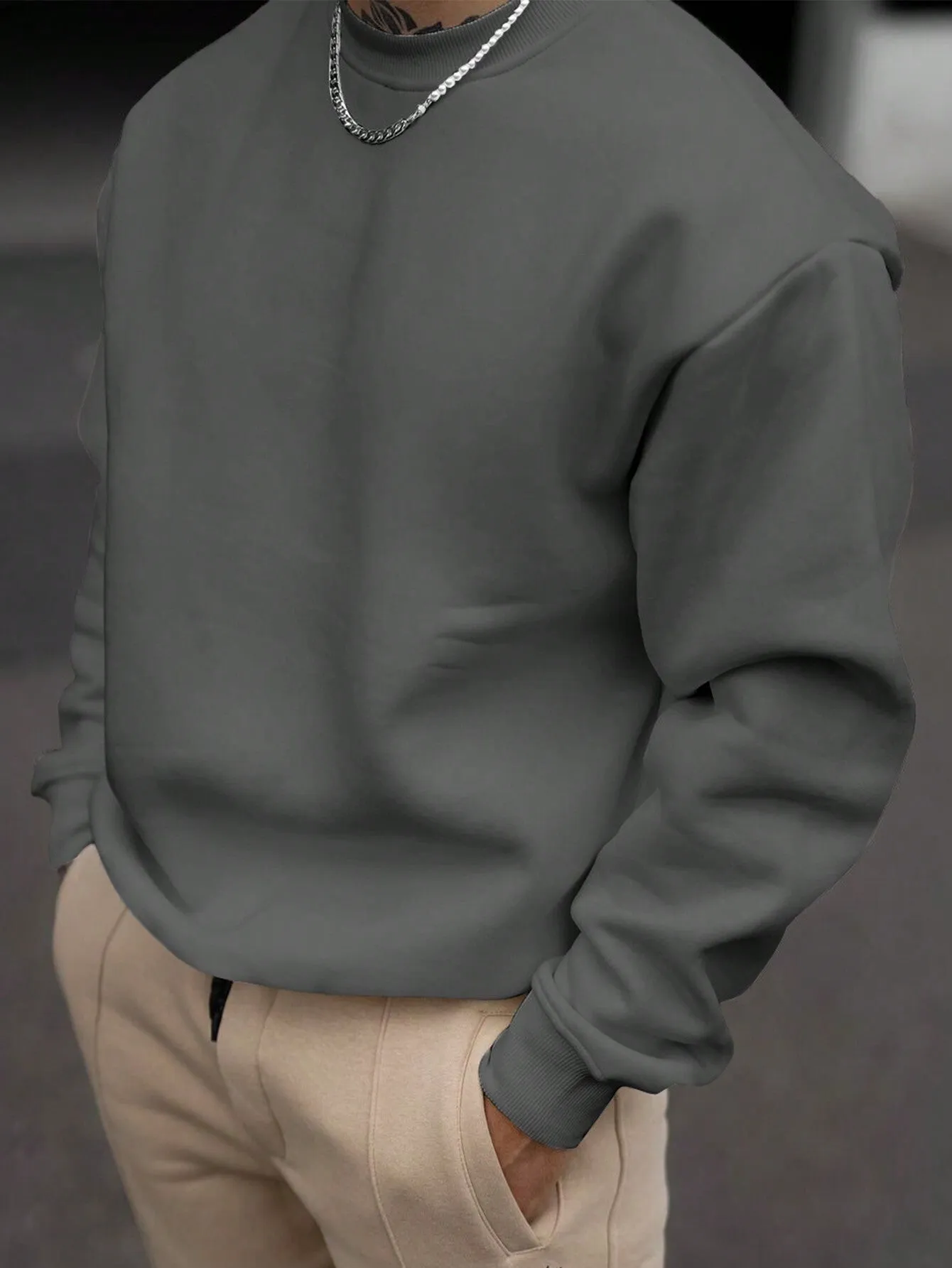 QA Men's Solid Color Sweatshirt