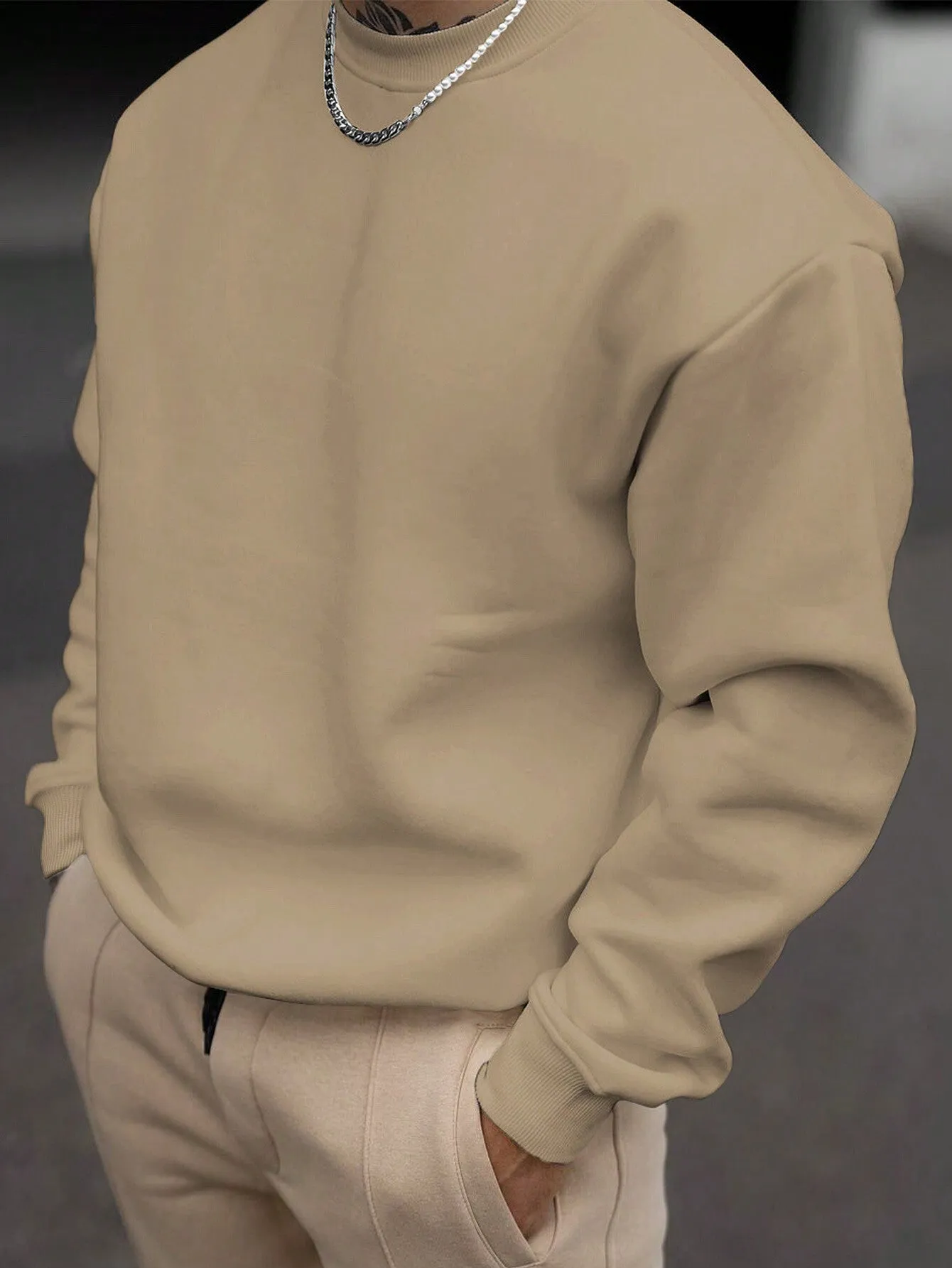 QA Men's Solid Color Sweatshirt
