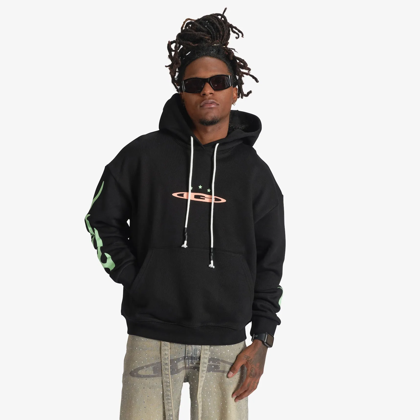 "Escapism" Hoodie (black/watermelon pastel)