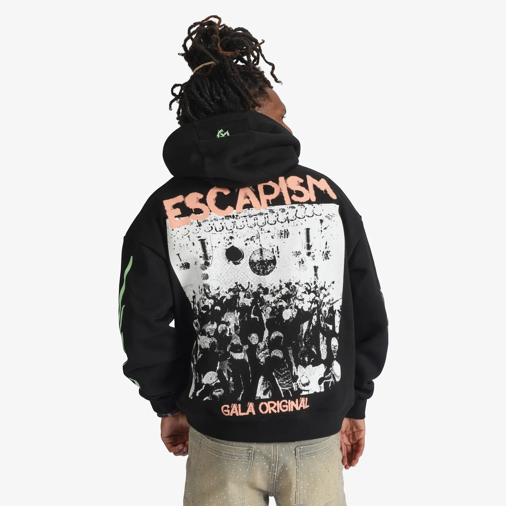 "Escapism" Hoodie (black/watermelon pastel)