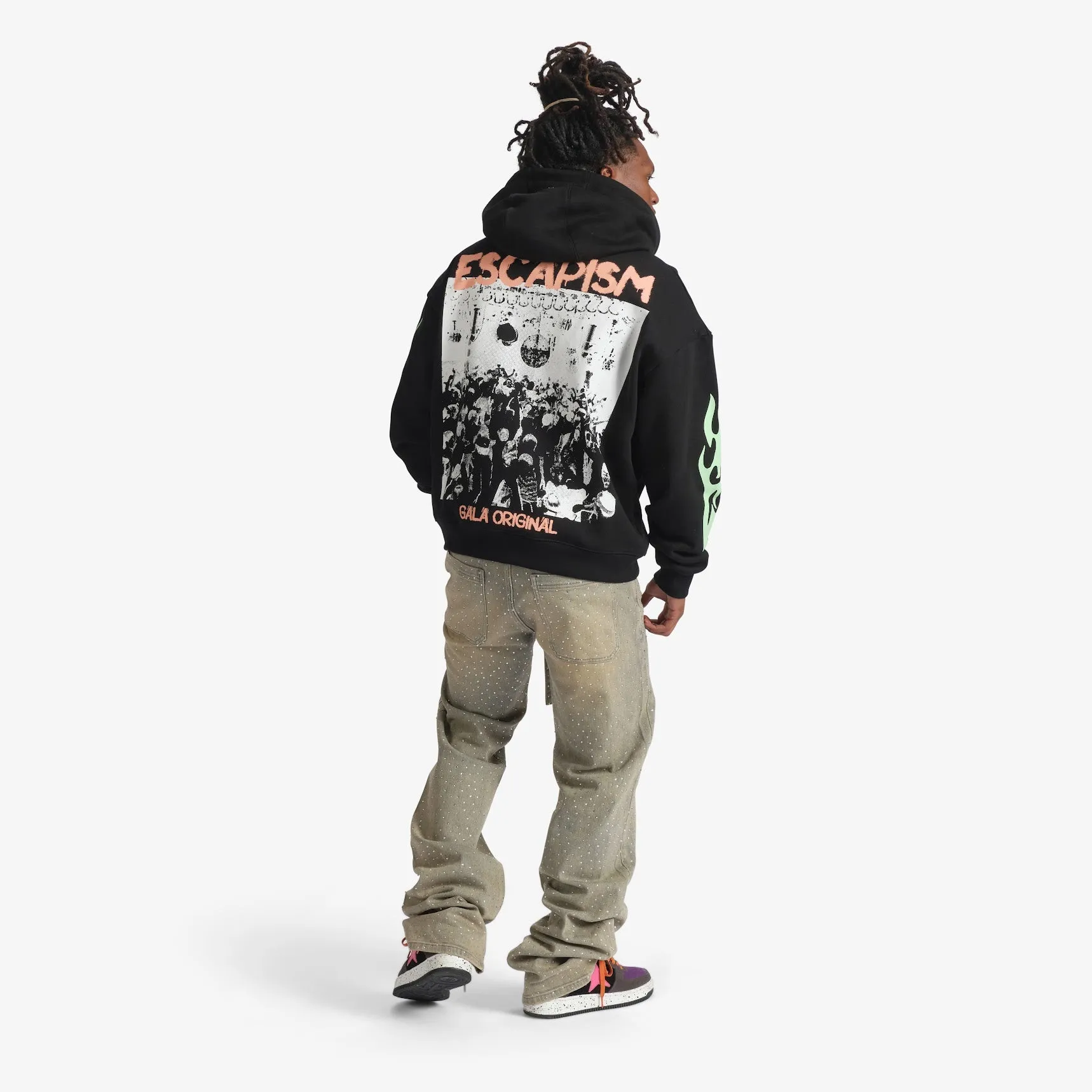 "Escapism" Hoodie (black/watermelon pastel)