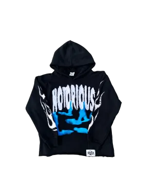 "Rather Be Alone Than Hang With Snakes" Distressed Embroidery Hoodie-Blue