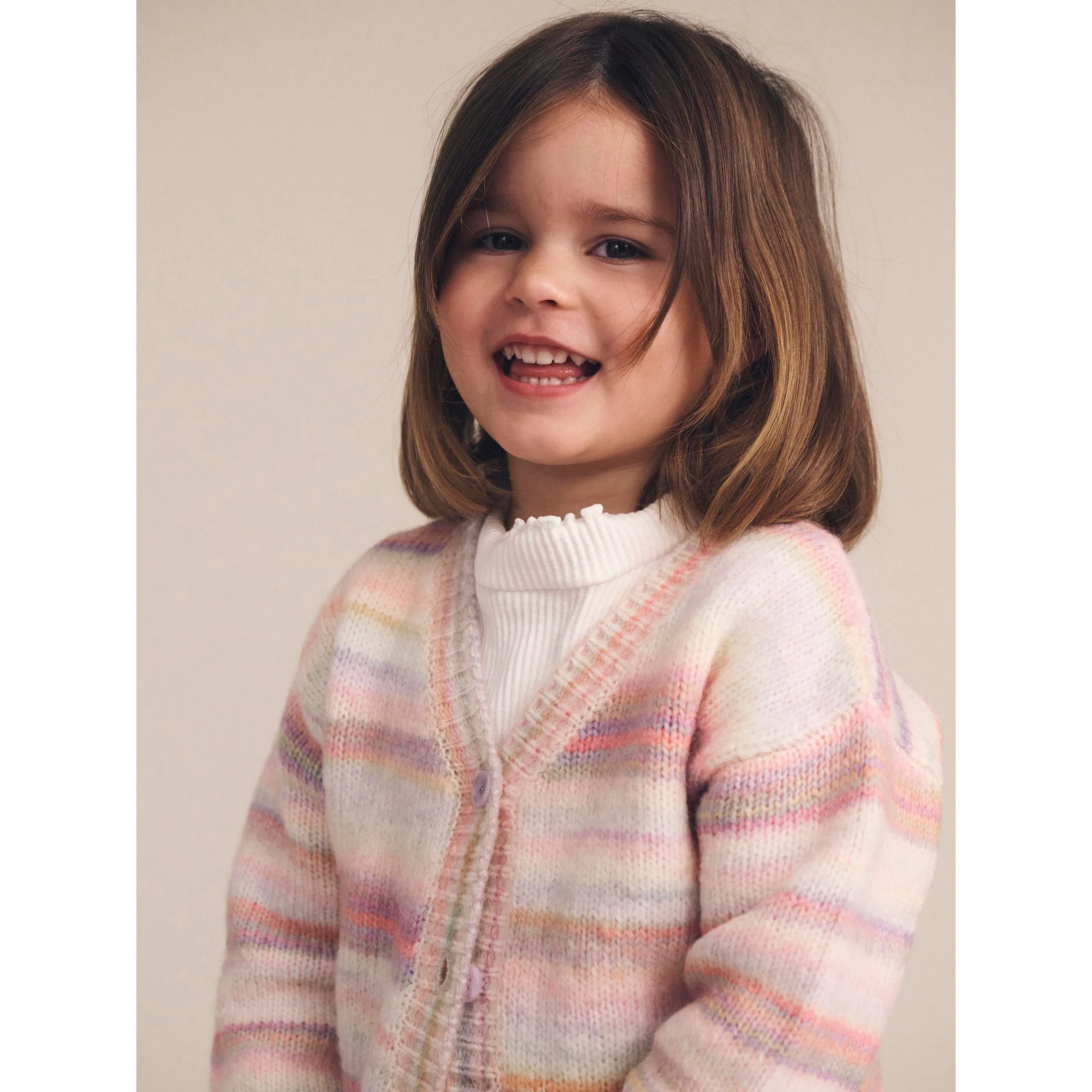 Rainbow Stripe Knit Boxy Cardi