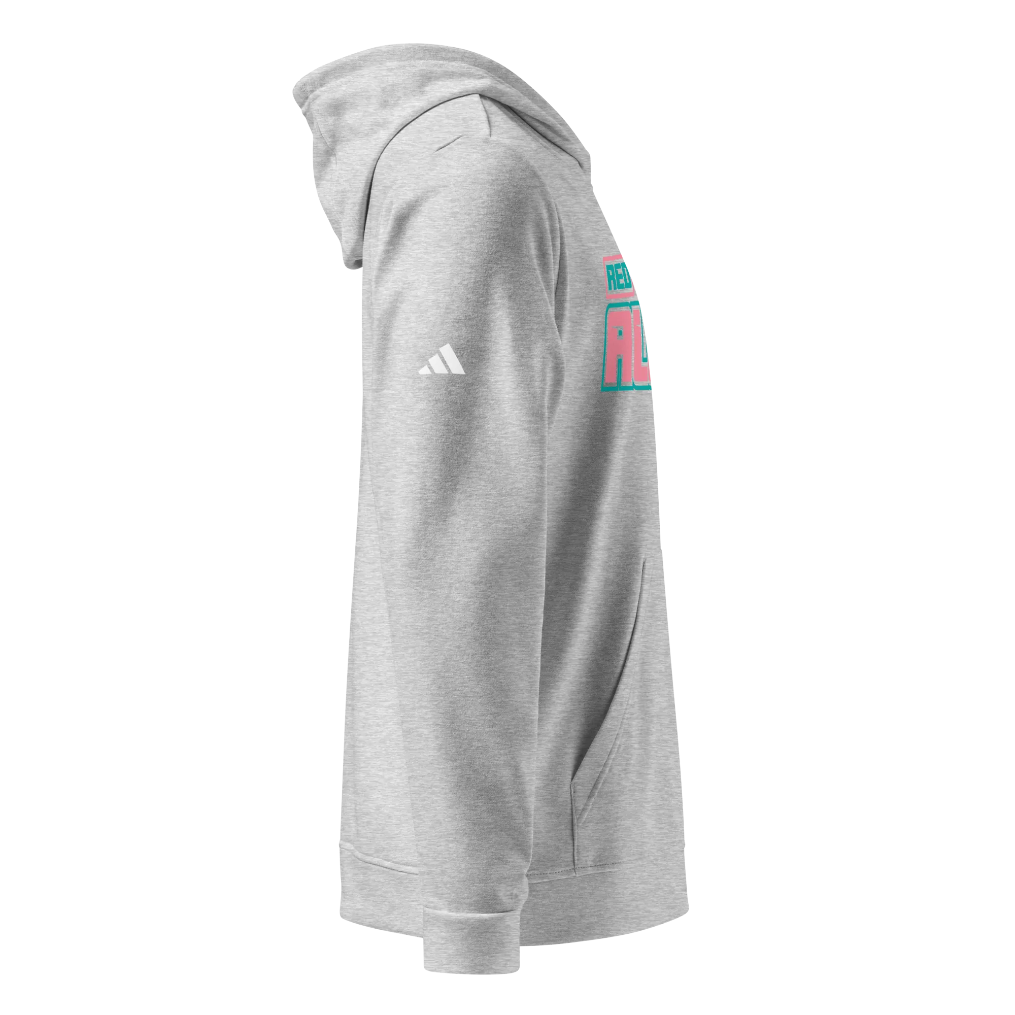 Red Alert Pink Block Logo adidas fleece hoodie