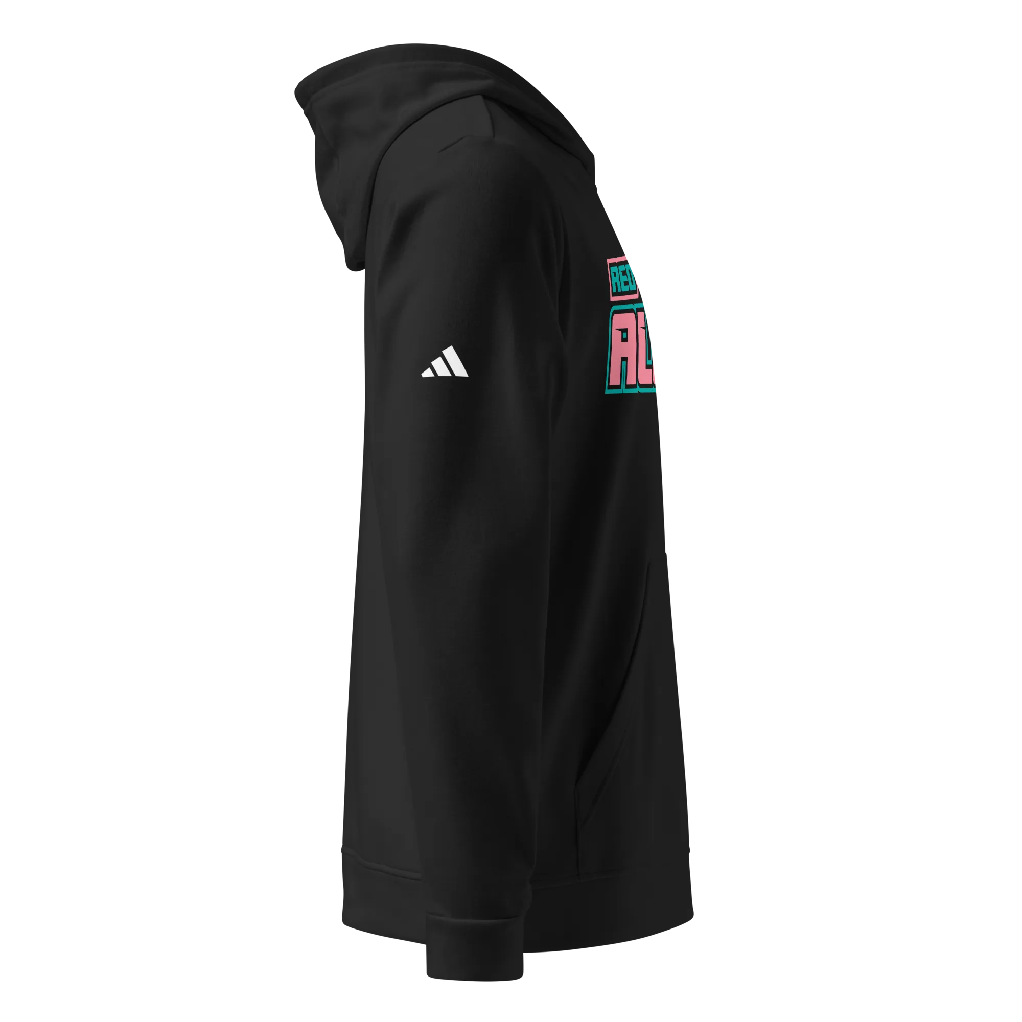 Red Alert Pink Block Logo adidas fleece hoodie
