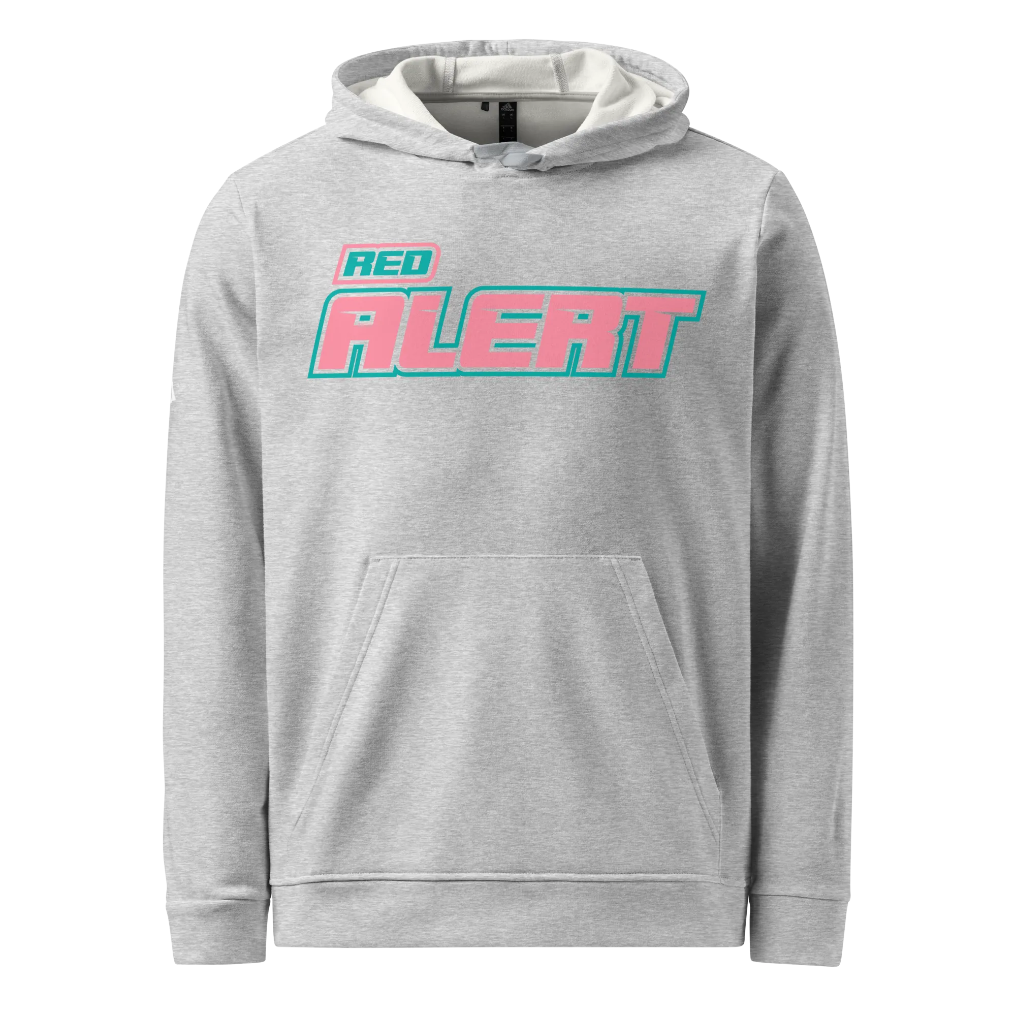 Red Alert Pink Block Logo adidas fleece hoodie