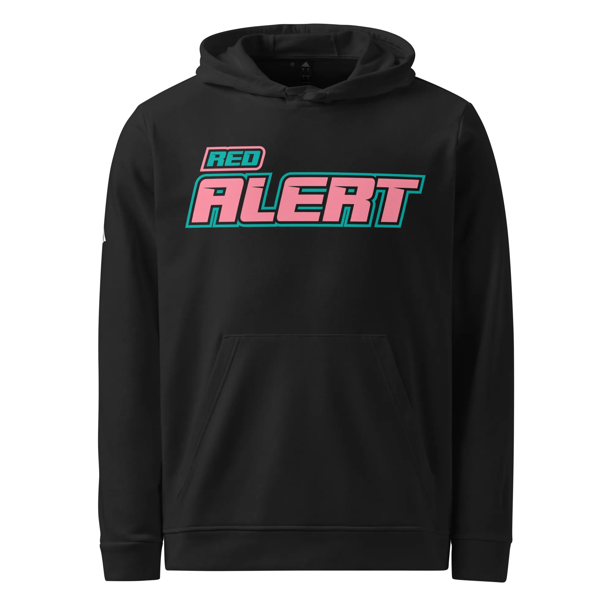 Red Alert Pink Block Logo adidas fleece hoodie