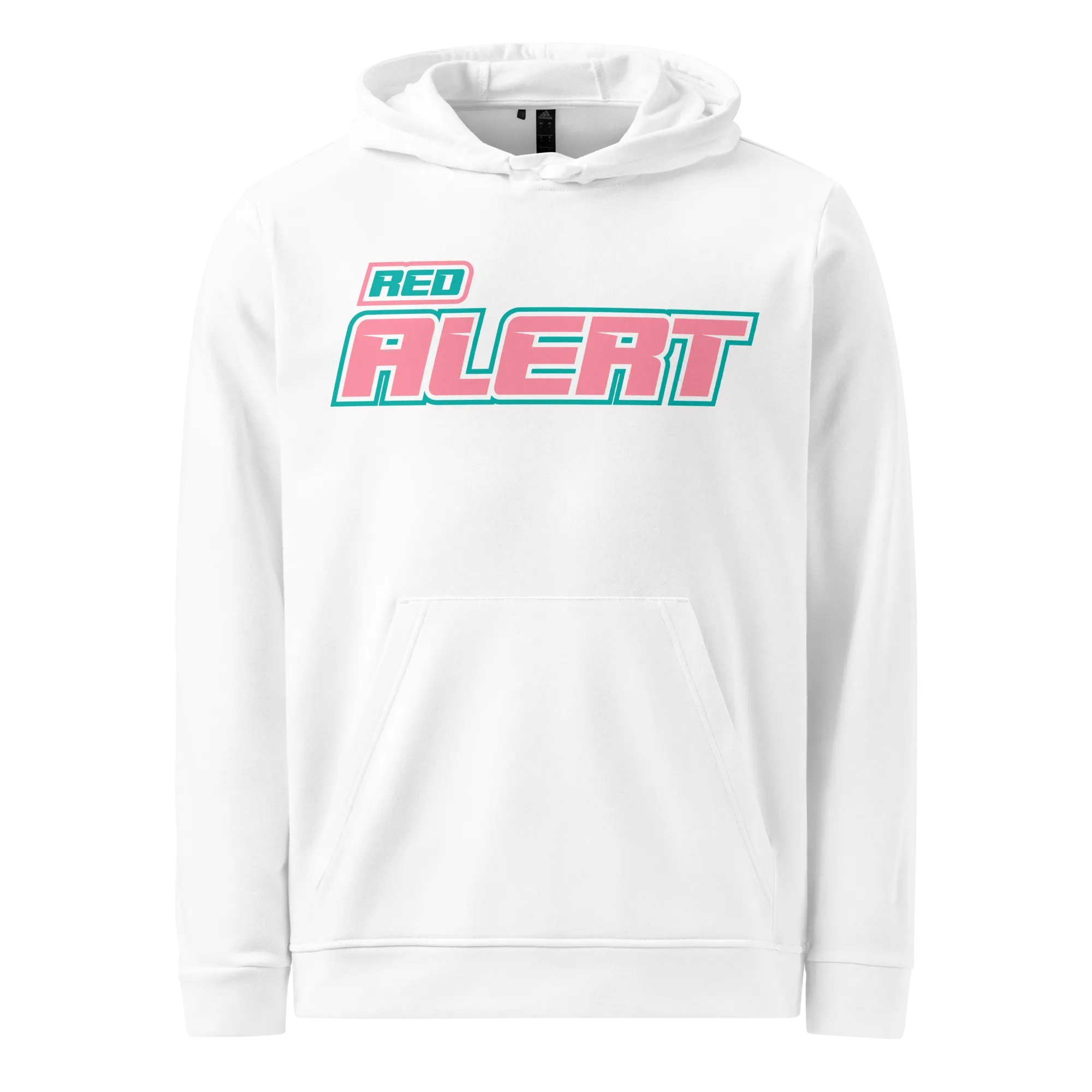 Red Alert Pink Block Logo adidas fleece hoodie
