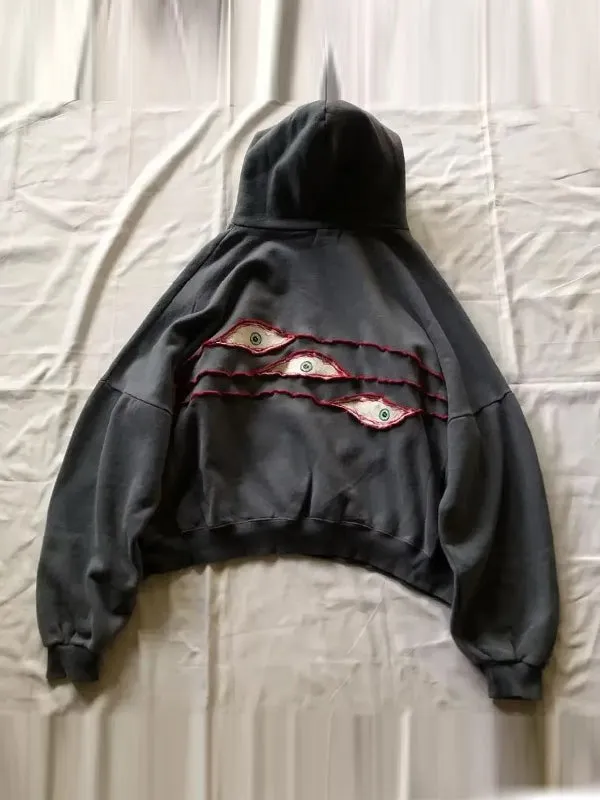 Retro Black Eye Print Oversize Hoodie