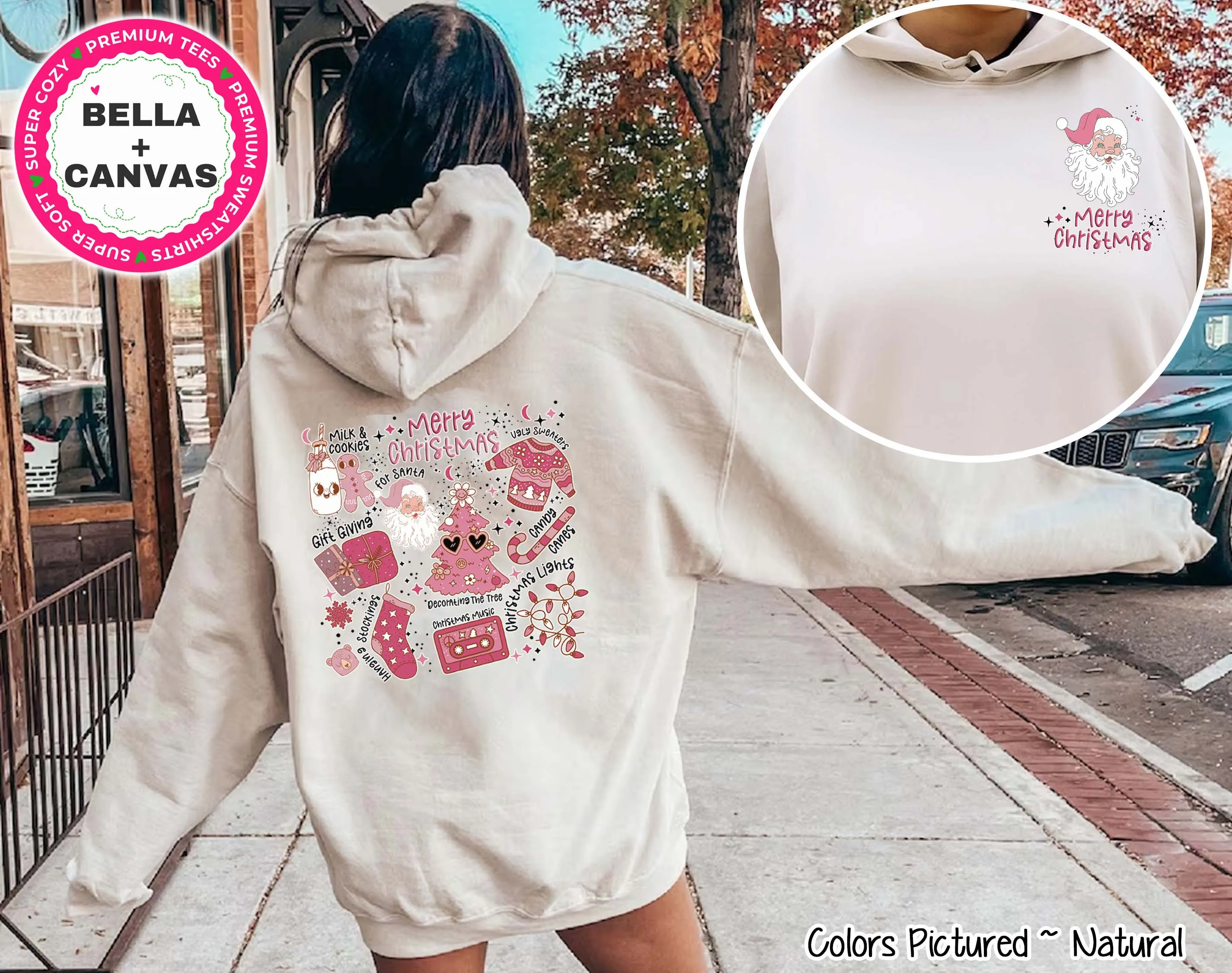 Retro Pink Merry Christmas Favorite Things 2 Sided Tee or Sweatshirt