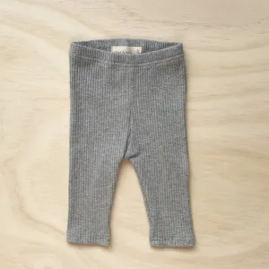 Ribbed Cotton Leggings - Grey Marle
