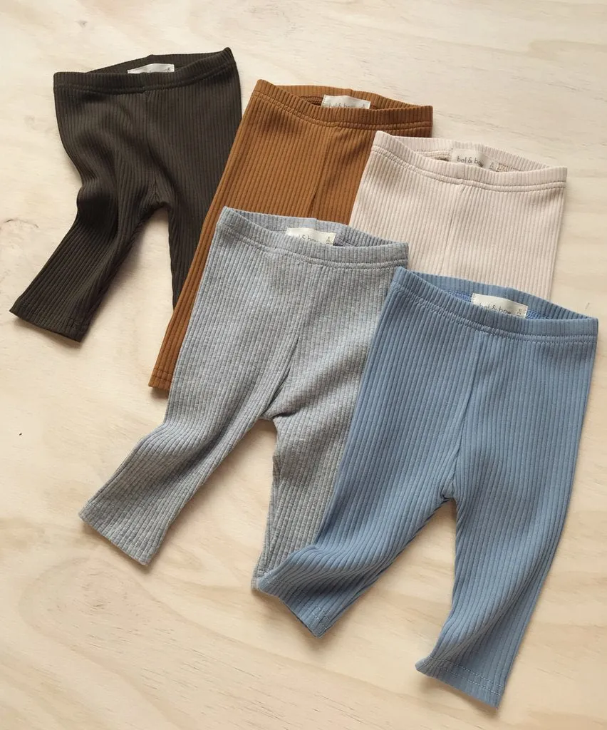 Ribbed Cotton Leggings - Grey Marle