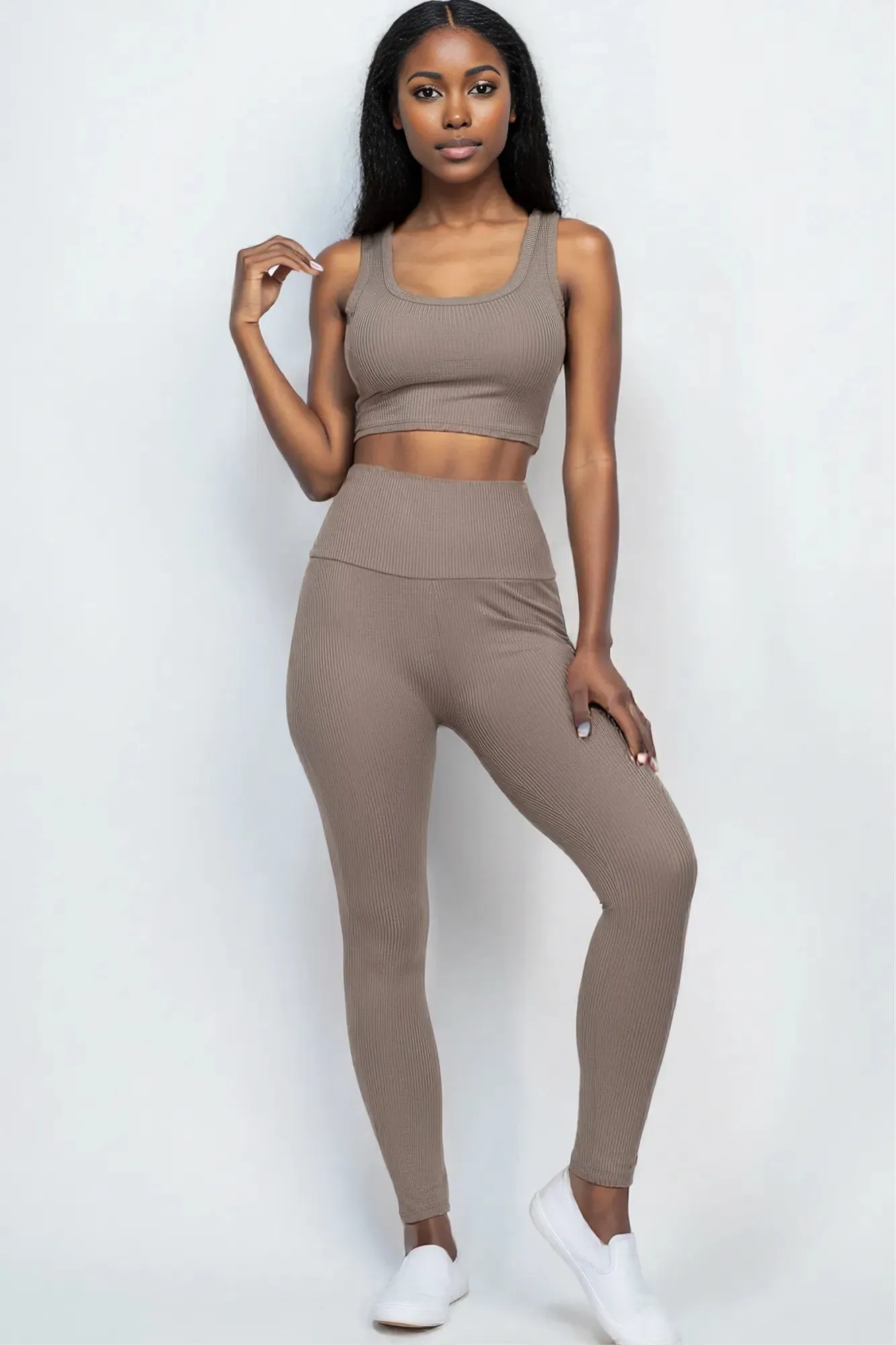 Ribbed Crop Top & Leggings Set