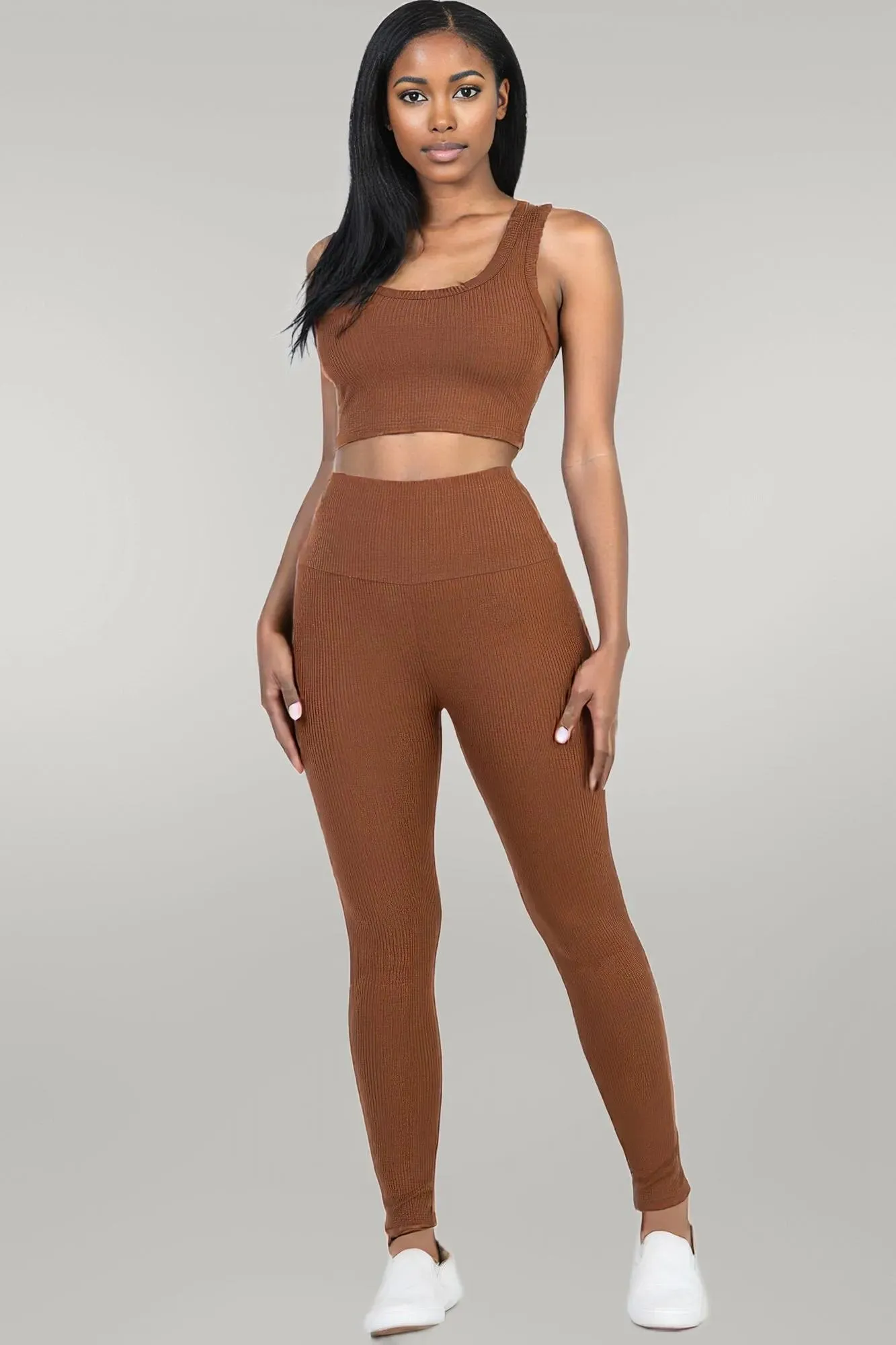 Ribbed Crop Top & Leggings Set
