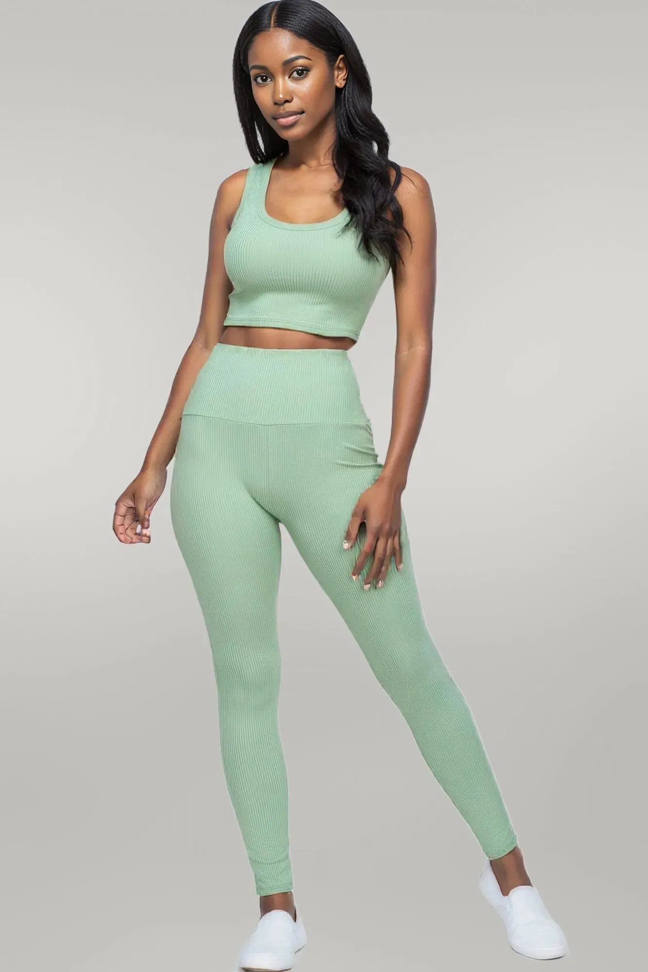Ribbed Crop Top & Leggings Set
