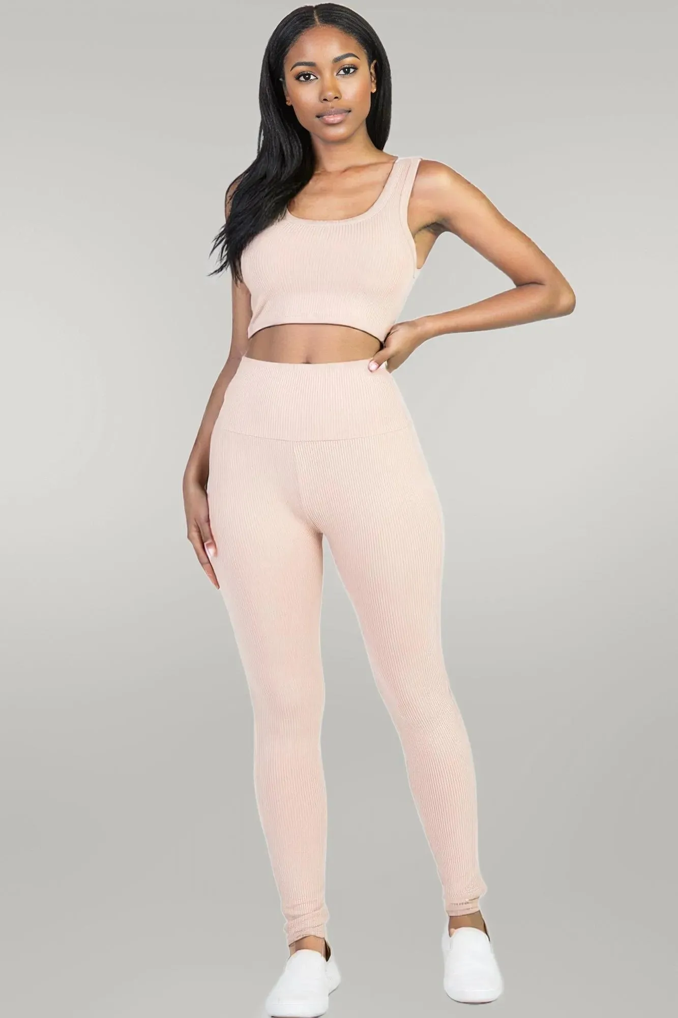 Ribbed Crop Top & Leggings Set