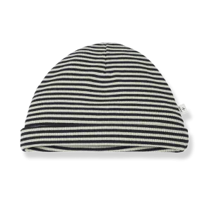 Rio Cotton Ribbed Striped Baby Beanie (Anthracite)
