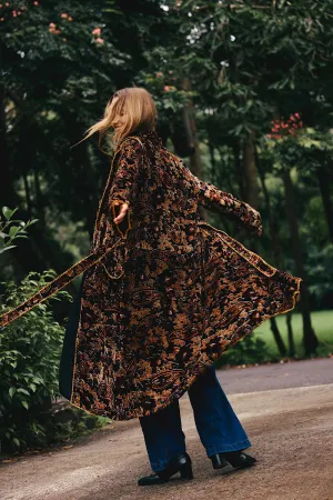 Roadhouse Blues Velvet Housecoat  -  Midnight Paisley