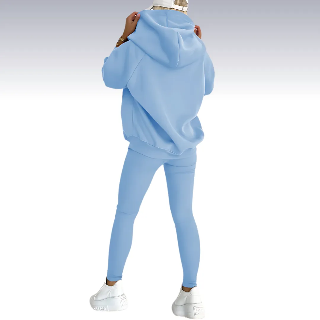 Rowy™ | Comfortable 3-piece fall set - hoodie with buttons, shirt and leggings