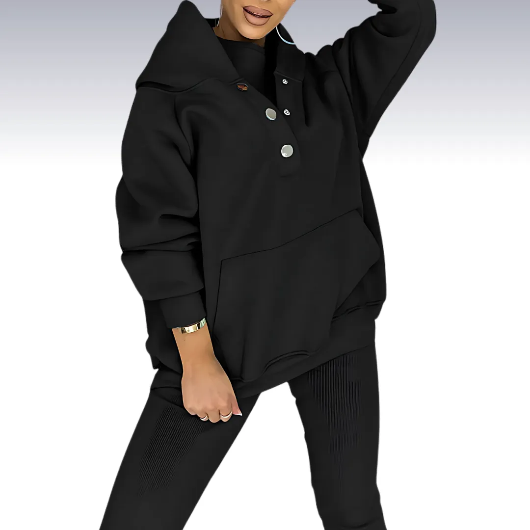 Rowy™ | Comfortable 3-piece fall set - hoodie with buttons, shirt and leggings