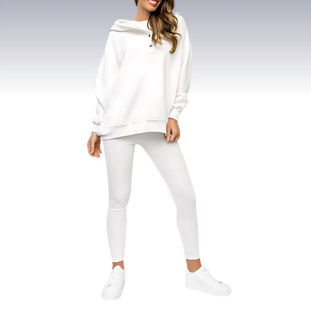 Rowy™ | Comfortable 3-piece fall set - hoodie with buttons, shirt and leggings
