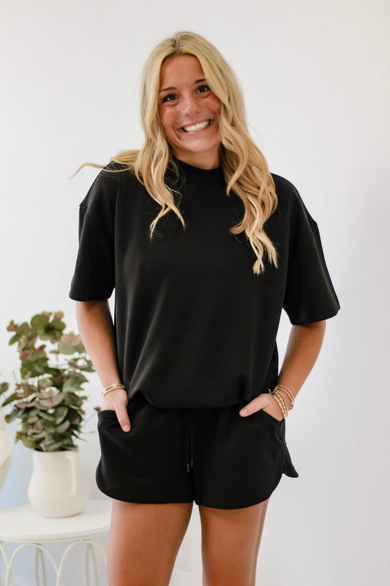 Scuba Short Sleeve Set in Black