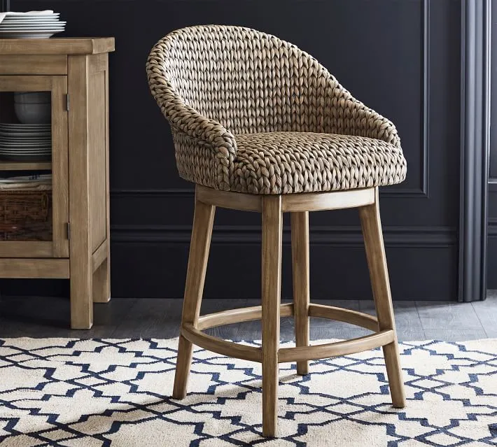 Seagrass Bucket Swivel Counter Stool