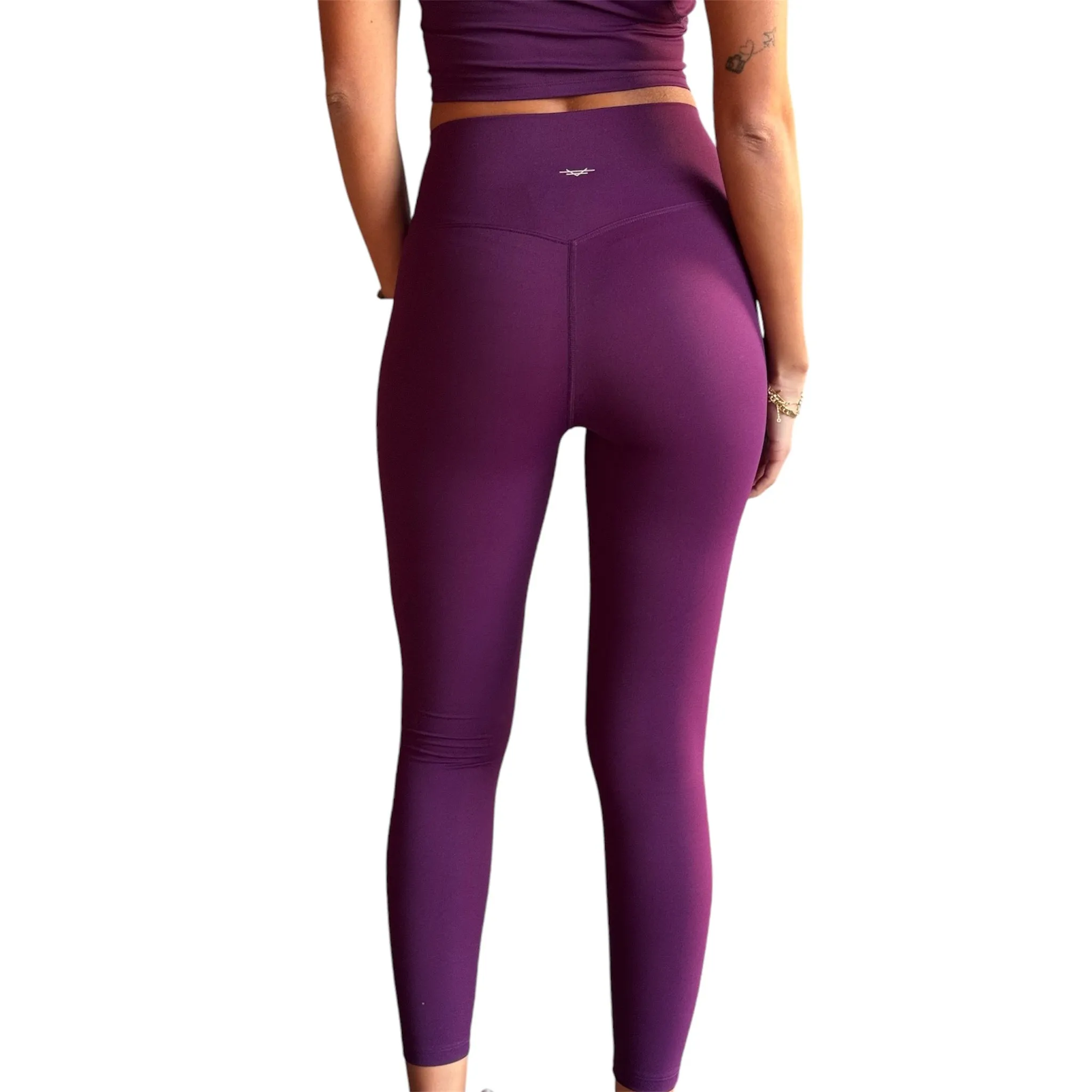 Seamless Front Basic Leggings - Magenta Purple