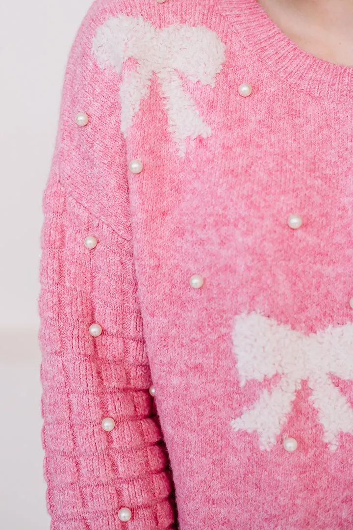 She's The Girl Textured Bow Sweater