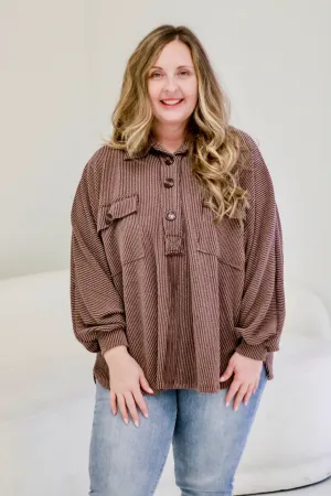 She's the One Coffee Ribbed Pullover