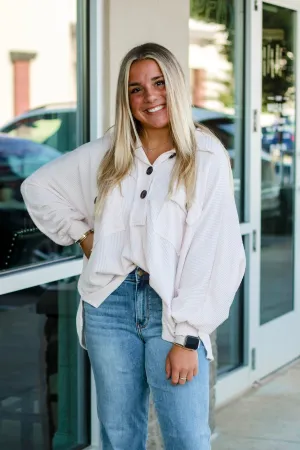 She's the One Cream Ribbed Pullover