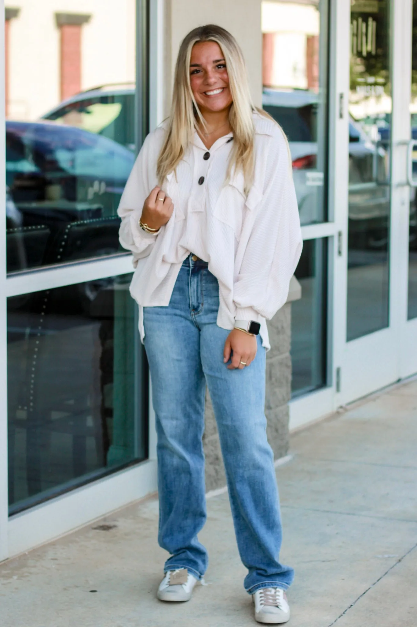 She's the One Cream Ribbed Pullover