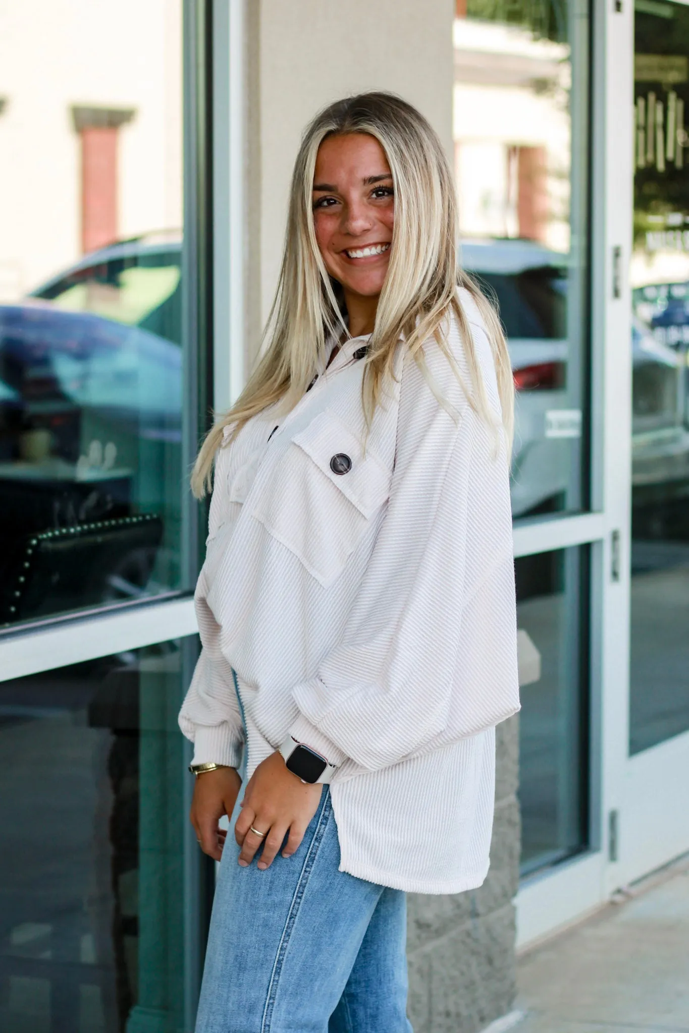 She's the One Cream Ribbed Pullover